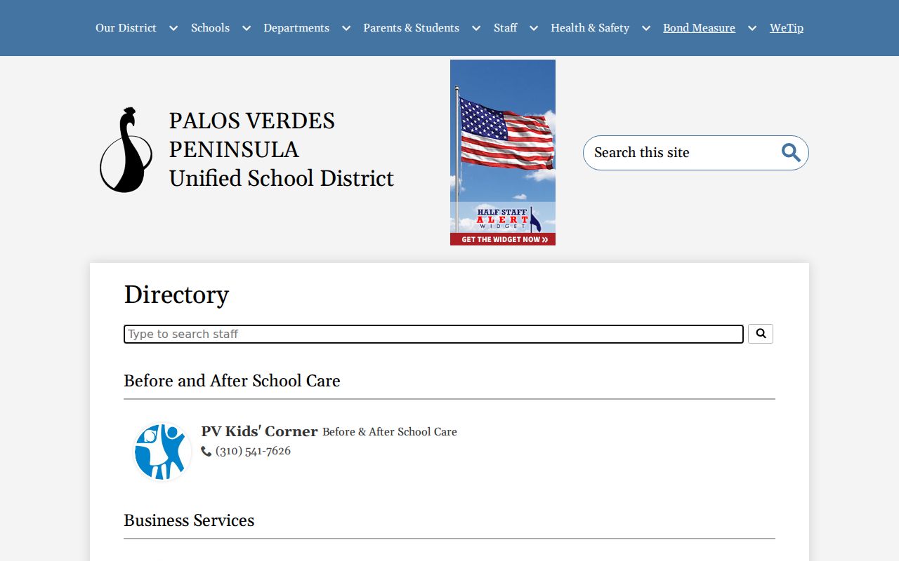 Rancho Palos Verdes people search through the PVPUSD staff directory