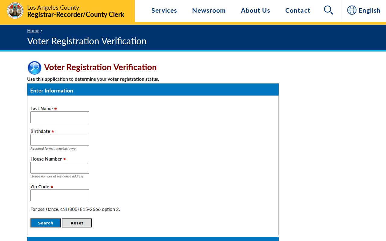 Rancho Palos Verdes people search limits in the voter self-verification form