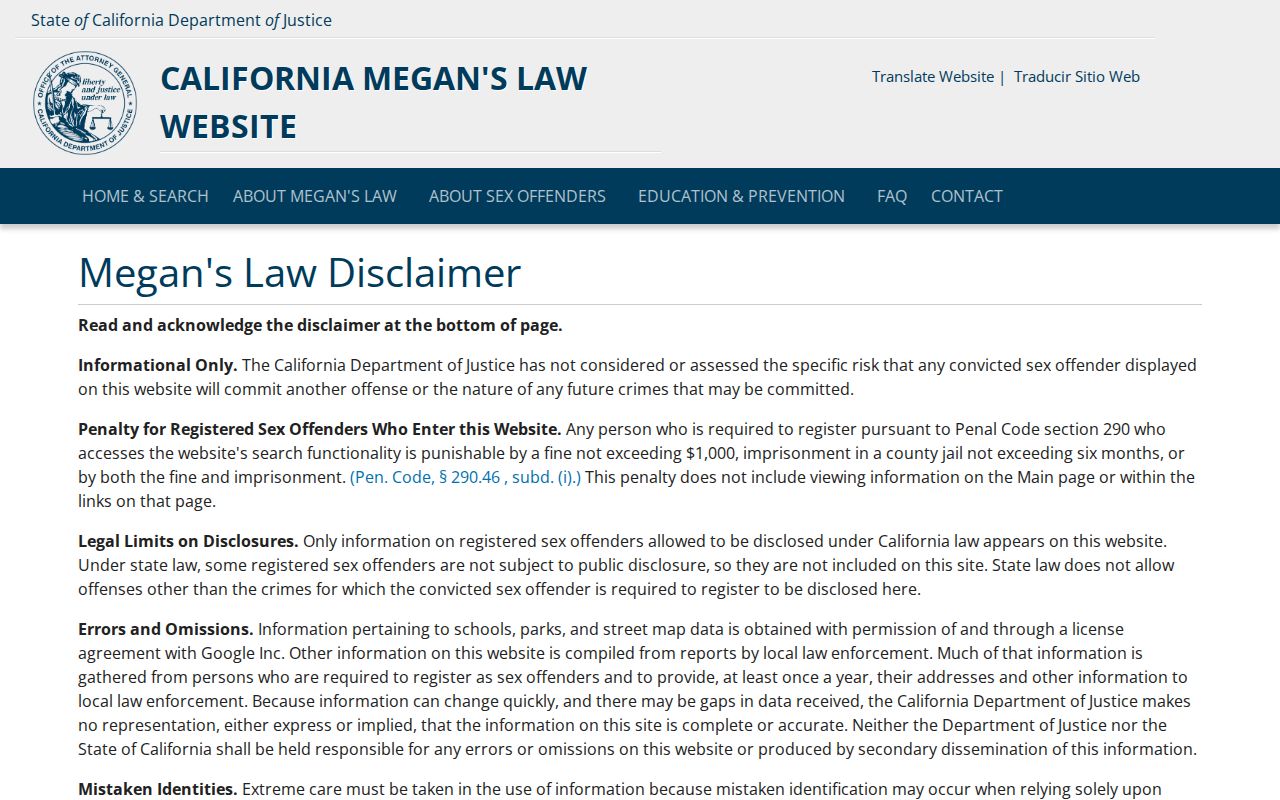 Rancho Palos Verdes people directories view of California Megan's Law search